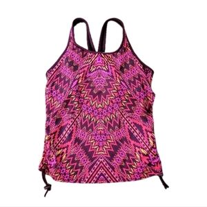 Athleta Cayo Coco Ready To Run Tankini Top size Medium Swim Top Raspberry Pink